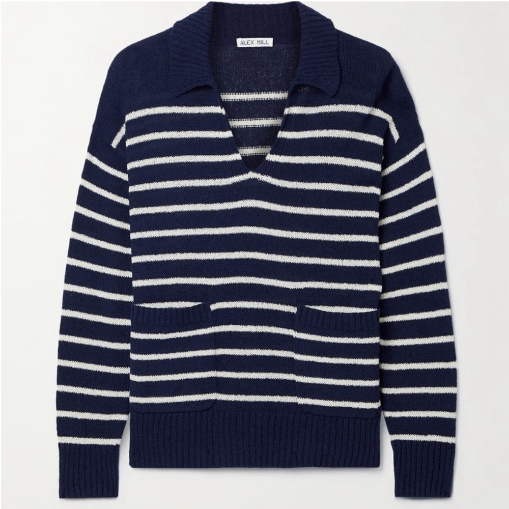 Alex Mill Alice Popover Sweater in Navy/White
